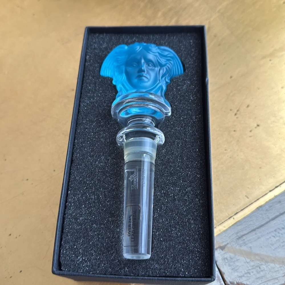 NIB! Versace Rosenthal Crystal Wine Stopper